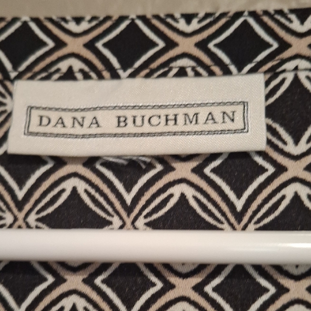 Dana Buchman Black and White Boxy Blouse with 3/4 Sleeves - Picture 3 of 6